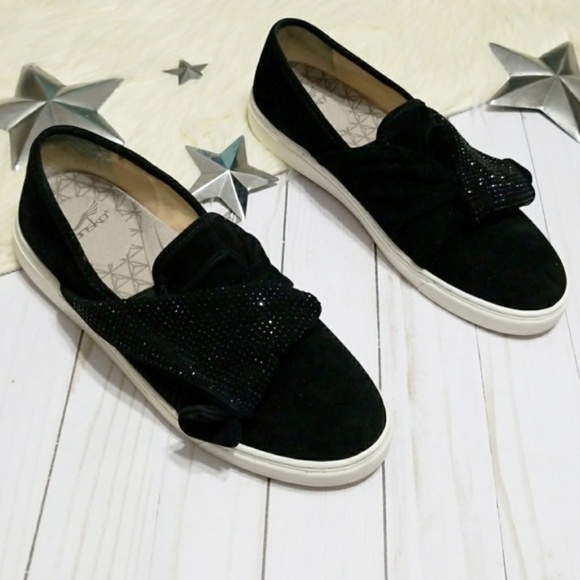 black rhinestone slip on sneakers